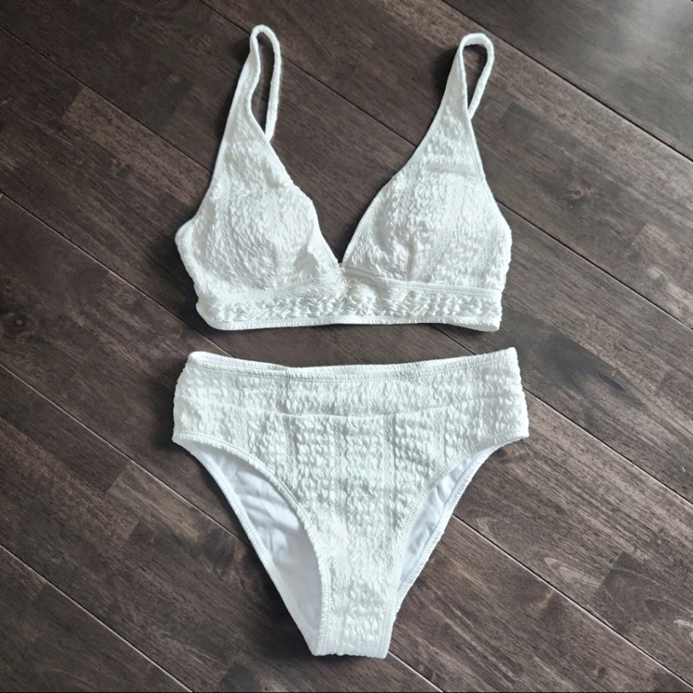 SHEIN Bikini Set Swimwear, White, Medium